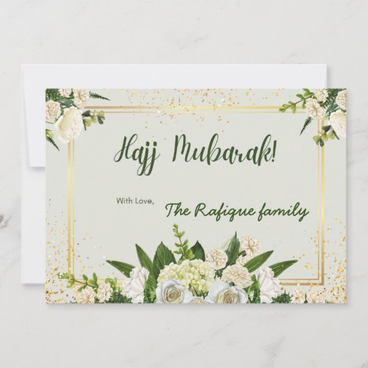 Bloem Bouquet met bericht Hajj Mubarak Notitiekaartje (Voorkant)