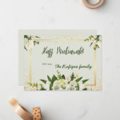 Bloem Bouquet met bericht Hajj Mubarak Notitiekaartje (Voorkant / Achterkant in situ)