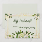 Bloem Bouquet met bericht Hajj Mubarak Notitiekaartje (Voorkant / Achterkant)