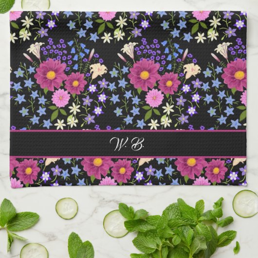Bloem Bouquet Monogram Black Theedoek (Gevouwen)