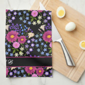 Bloem Bouquet Monogram Black Theedoek (Quarter Fold)