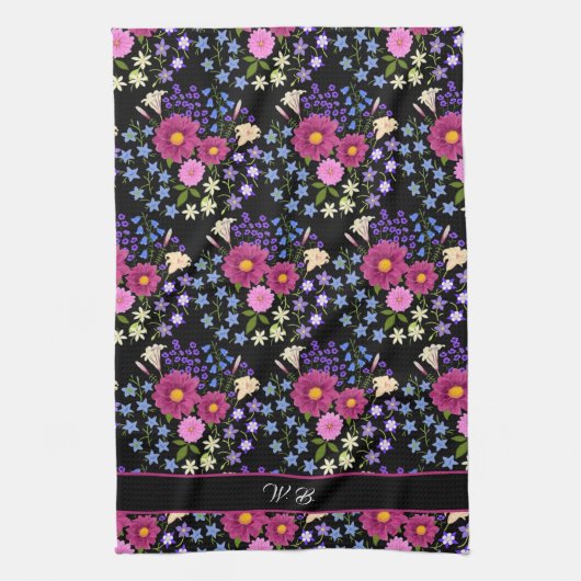 Bloem Bouquet Monogram Black Theedoek (Verticaal)