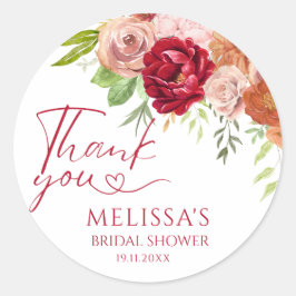 Bloem bruidsjurk bruiloft bedankt ronde sticker