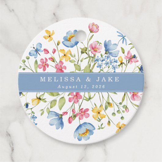 Bloem Bruiloft Cirkel Cadeautags Bedankjes Labels (Voorkant)