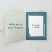 Bloem Bruiloft Gefeliciteerd groen blauw Kaart (Binnen)