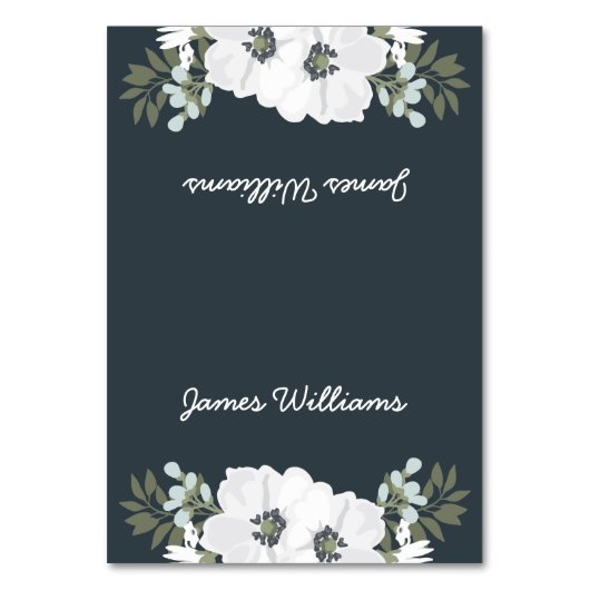 Bloem Bruiloft Plaats Zitkaarten Witte Bloemen Kaart (Voorkant)
