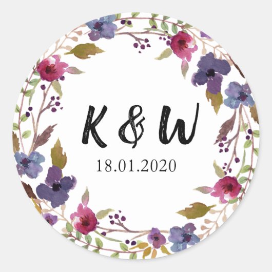 Bloem bruiloft sticker (Voorkant)