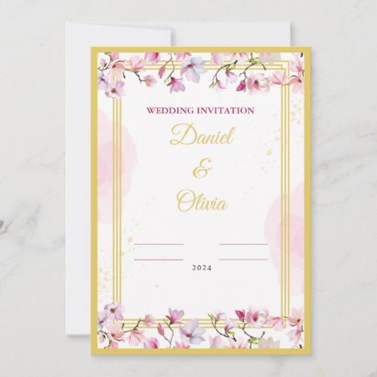 Bloem bruiloft uitnodiging Sjabloon. (Voorkant)