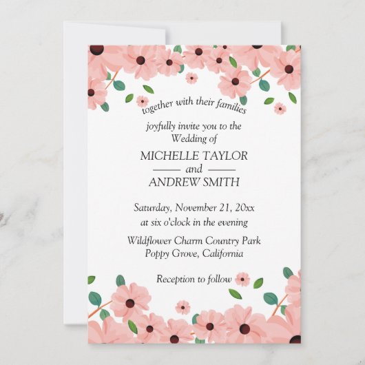 Bloem bruiloft Vector uitnodiging (Voorkant)