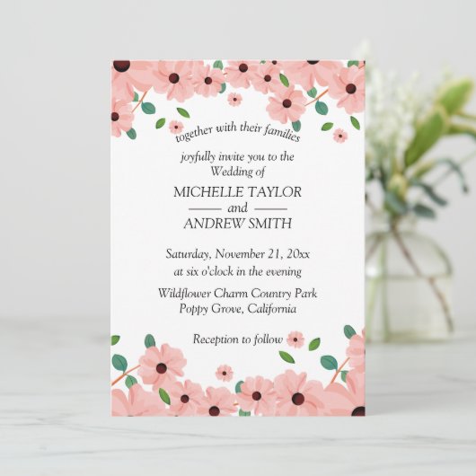 Bloem bruiloft Vector uitnodiging (Staand voorkant)