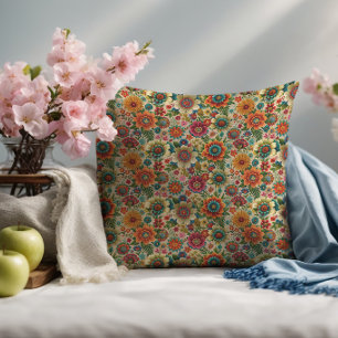 Bloem bruin geel oranje cottagecore Patroon Kussen