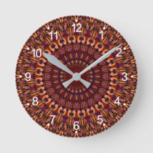 Bloem Bruin Mandala Ontwerp Ronde Klok