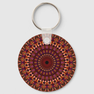 Bloem Bruin Mandala Ontwerp Sleutelhanger