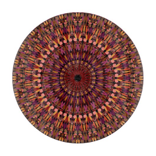 Bloem Bruin Mandala Ontwerp Snijplank (Voorkant)