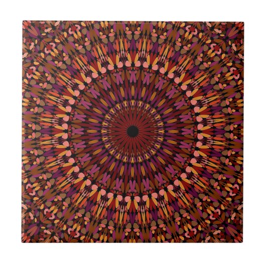 Bloem Bruin Mandala Ontwerp Tegeltje (Voorkant)