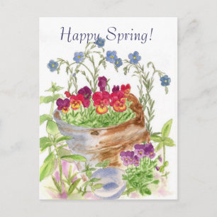  bloem Bucket Bouquet Happy Spring Briefkaart