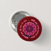 BLOEM CADEAU MOEDER DOCHTER ZUSTER LERAAR VRIEND RONDE BUTTON 3,2 CM (Voorkant /achterkant)