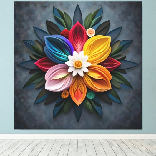 bloem canvas afdruk (Insitu (Houten vloer))