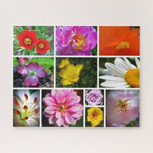 Bloem Collage Jigzaag Puzzle Legpuzzel (Horizontaal)