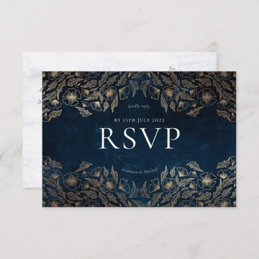 Bloem Confetti blauw en wit Uitnodiging (Voorkant / Achterkant)