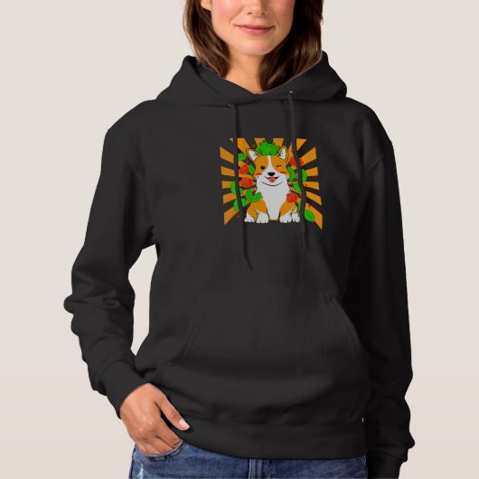 Bloem Corgi Hond Hoodie (Voorkant)