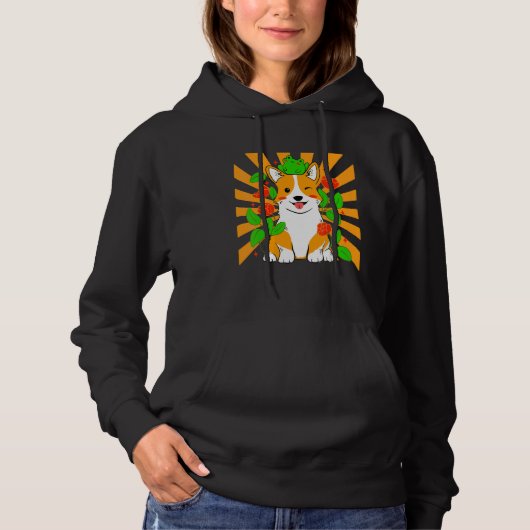 Bloem Corgi Hond Hoodie (Voorkant)