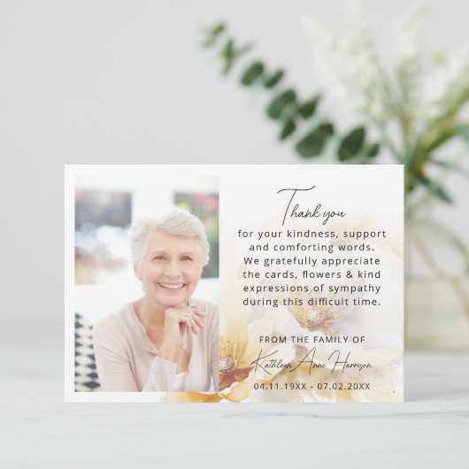 Bloem Dank u Foto Sympathie Verdriet Verlies Kaart (Staand voorkant)
