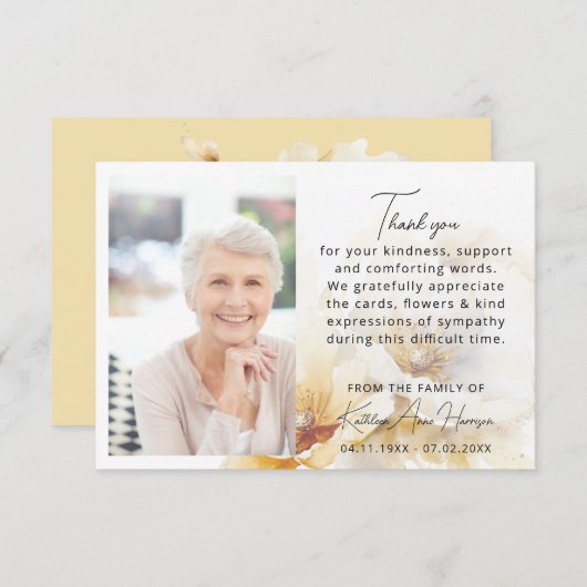 Bloem Dank u Foto Sympathie Verdriet Verlies Kaart (Voorkant / Achterkant)