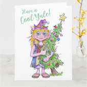 Bloem, de boomknuffelende Hippie Elf Kaart (Gele Bloem)