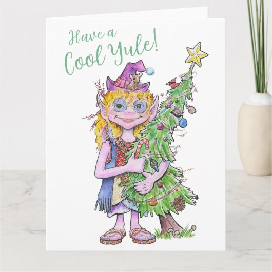 Bloem, de boomknuffelende Hippie Elf Kaart (Voorkant)