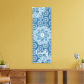 Bloem & denim triptiek (3-delig) blauwe canvas oms afdruk (Insitu (Woonkamer))