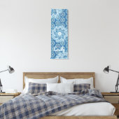 Bloem & denim triptiek (3-delig) blauwe canvas oms afdruk (Insitu (Slaapkamer))