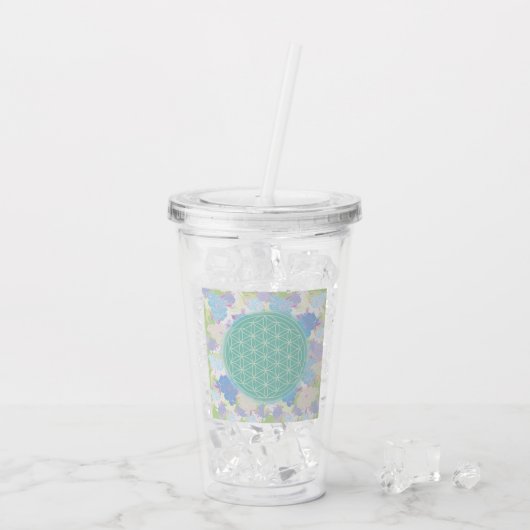 bloem des levens, acryl drinkbeker (Achterkant ijs)