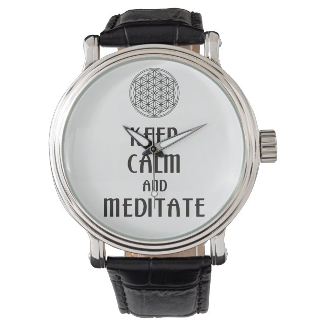 Bloem des Levens - BLIJ FOCUST en MEDITATEER Horloge (Voorkant)