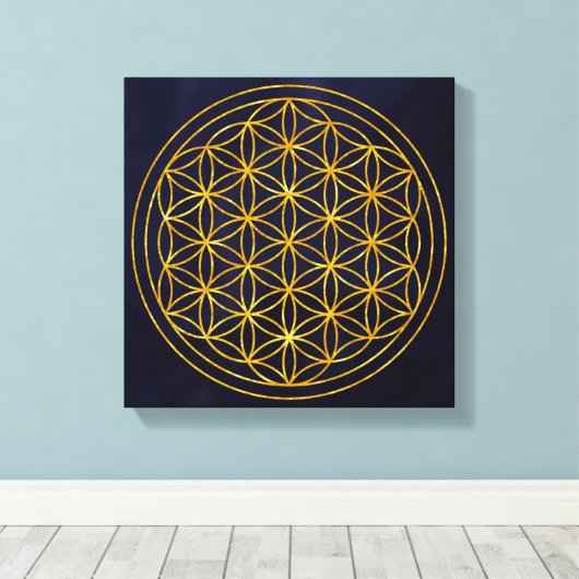 bloem des levens canvas afdruk (Insitu (Houten vloer))