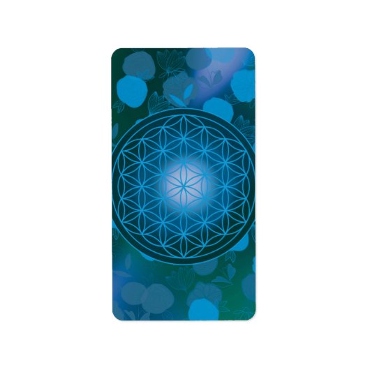bloem des levens, chakra,zen,heilige geometrie, etiket (Voorkant)