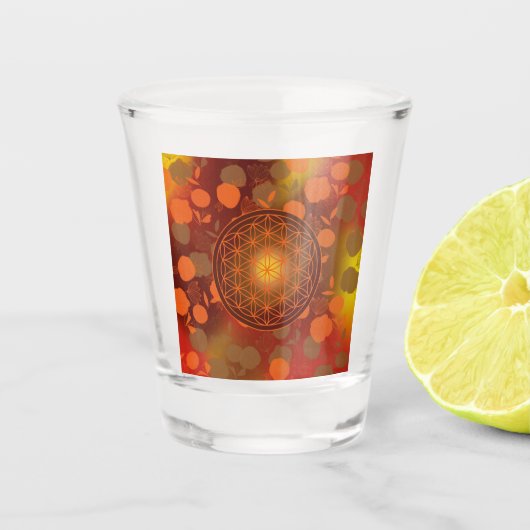 bloem des levens, chakra, zen, heilige geometrie shot glas (Voorkant)