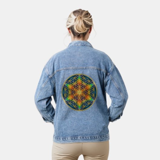 Bloem Des Levens - Fractale Bloesem 1 Denim Jacket (Model)