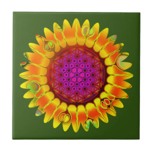 Bloem Des Levens - Geometrische Bloesem 4 Tegeltje