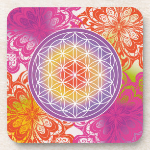 bloem des levens, heilige geometrie,zen, chakra, bier onderzetter