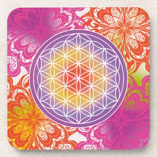 bloem des levens, heilige geometrie,zen, chakra, bier onderzetter (Voorkant)