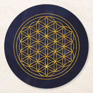 bloem des levens, heilige geometrie,zen, chakra, ronde kartonnen onderzetter