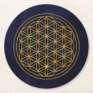 bloem des levens, heilige geometrie,zen, chakra, ronde kartonnen onderzetter