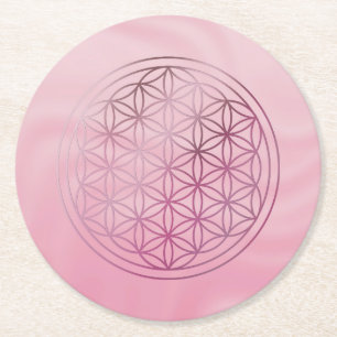 bloem des levens, heilige geometrie,zen, chakra, ronde kartonnen onderzetter