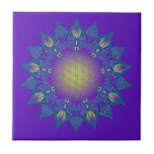 Bloem Des Levens - Indiase Mandala 3 Tegeltje (Voorkant)