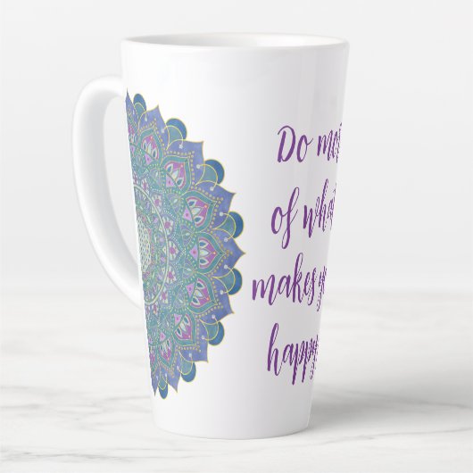 Bloem Des Levens - Mandala India Stijl 1 Latte Mok (Linkerhoek)