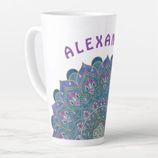 Bloem Des Levens - Mandala India Stijl 1 Latte Mok (Linkerhoek)