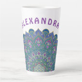 Bloem Des Levens - Mandala India Stijl 1 Latte Mok (Voorkant)