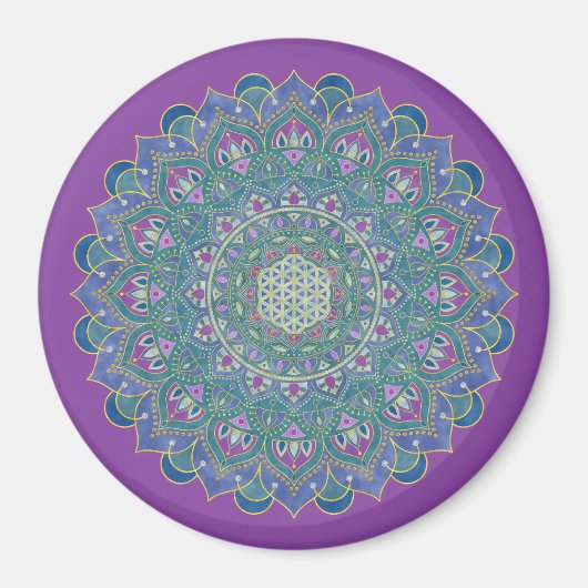 Bloem Des Levens - Mandala India-stijl 1 Magneet (Voorkant)