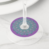 Bloem Des Levens - Mandala India Stijl 1 Wijnglaslabel (Dichtbij)